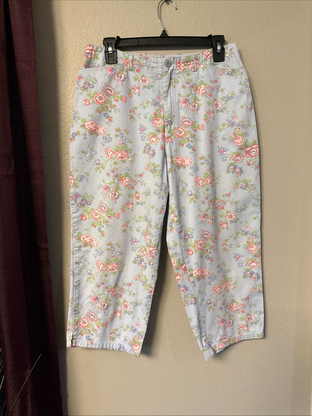 B5/2 Liz Claiborne Crazy Horse Floral Cropped Pants Size 10